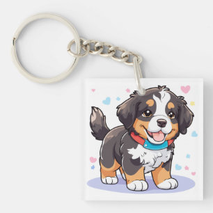 Kawaii Bernese Puppy, Cute Berner Pup Keychain
