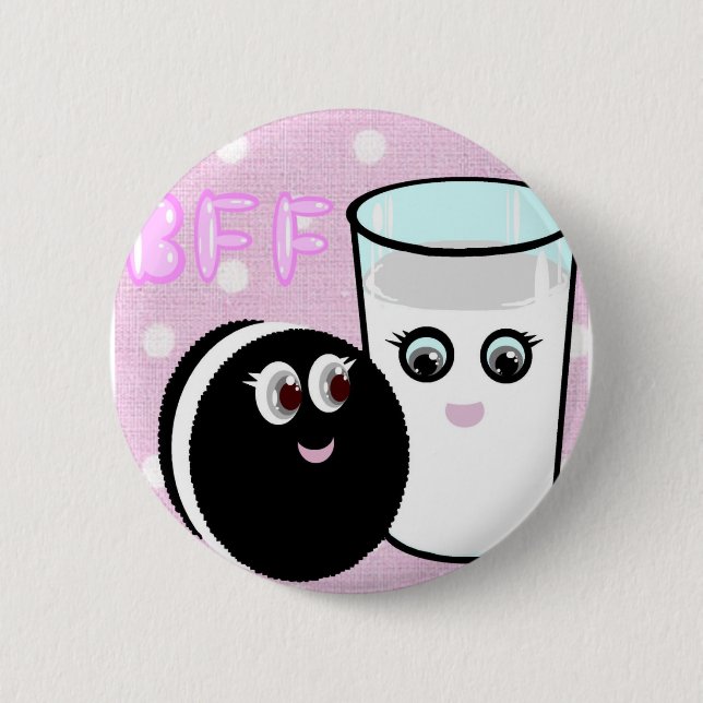 Kawaii best friends forever milk and cookie BFF 2 Inch Round Button (Front)