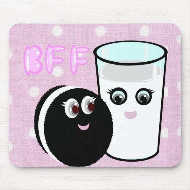 Kawaii best friends forever milk and cookie BFF Mouse Pad (Front)