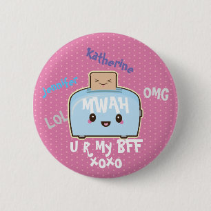 Kawaii BFF Personalized Friendship Button Cute