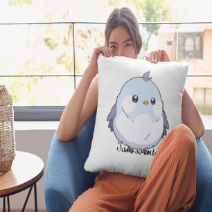 Kawaii Bird Throw Pillow - Adorable PastelKawaii B