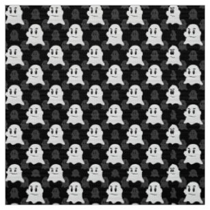 Kawaii Black and White Ghost Blob Fabric
