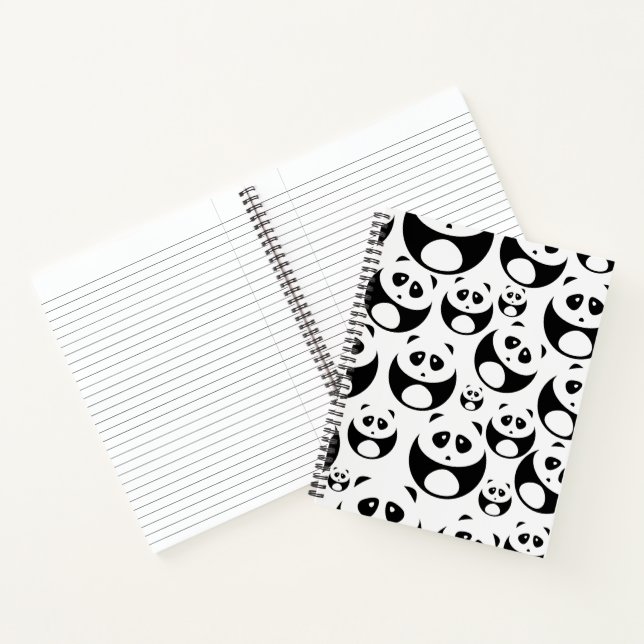 Kawaii Black and White Panda Pattern Notebook (Inside)