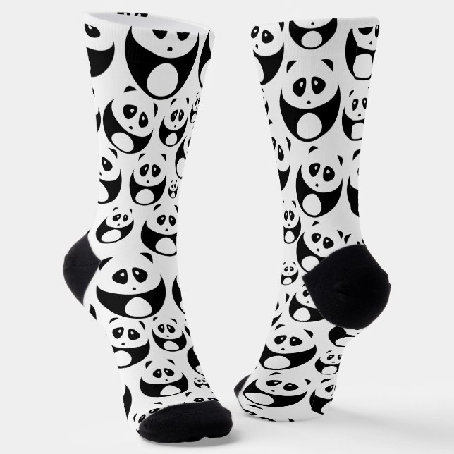 Kawaii Black and White Panda Pattern Socks (Angled)