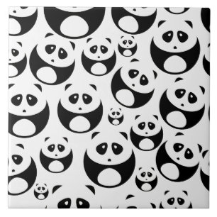 Kawaii Black and White Panda Pattern Tile
