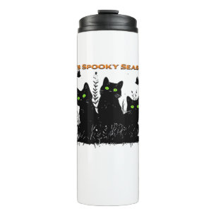 Kawaii Black Cat in Pumpkin  Cute Felt Halloween D Thermal Tumbler