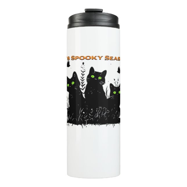 Kawaii Black Cat in Pumpkin  Cute Felt Halloween D Thermal Tumbler (Front)