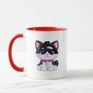 Kawaii Black White Kitten Cute Mug