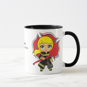 Kawaii Blonde Firefighter Girl Mug