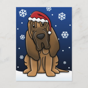 Kawaii Bloodhound Christmas Postcard