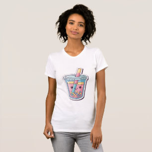 Kawaii Blue Boba Tea T-Shirt   Cute Smiling Bubble