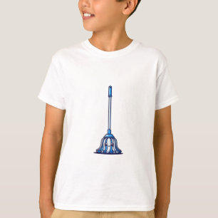 Kawaii Blue Cartoon Mop Character Kids T-Shirt