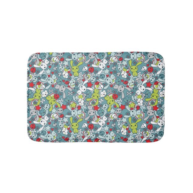 kawaii blue pattern bath mat (Front)