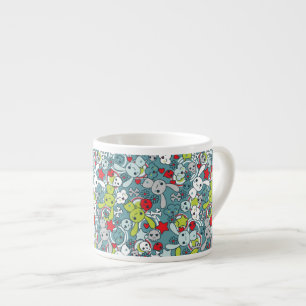 kawaii blue pattern espresso cup