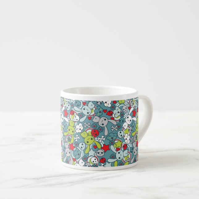 kawaii blue pattern espresso cup (Front Right)