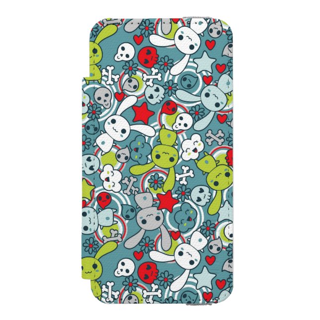 kawaii blue pattern incipio iPhone wallet case (Folio Front)
