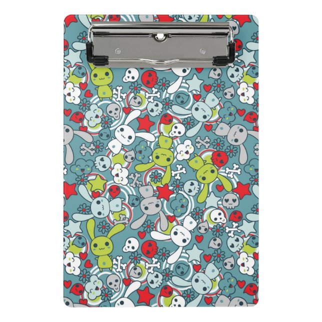 kawaii blue pattern mini clipboard (Front)