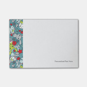 kawaii blue pattern post-it notes