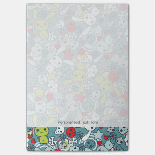 kawaii blue pattern post-it notes