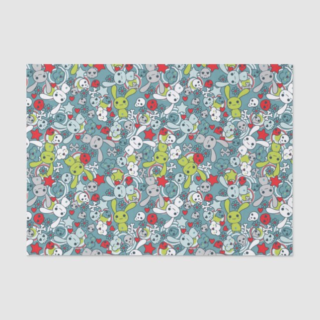 kawaii blue pattern tissue paper (Front)