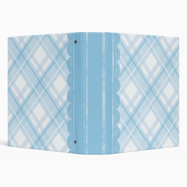 Kawaii Blue Plaid Binder (Background)
