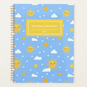 Kawaii Blue Sky Sunshine Weather Personalized Name Planner