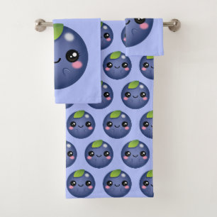 Kawaii Blueberry Bath Towel Set