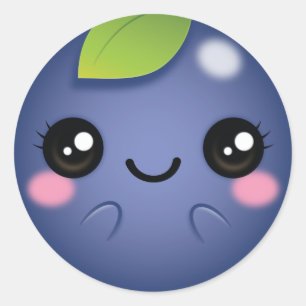 Kawaii Blueberry Classic Round Sticker
