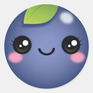 Kawaii Blueberry Classic Round Sticker