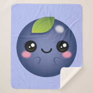 Kawaii Blueberry Sherpa Blanket