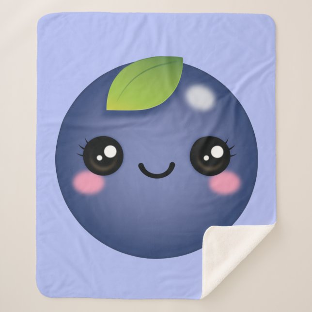 Kawaii Blueberry Sherpa Blanket (Front)