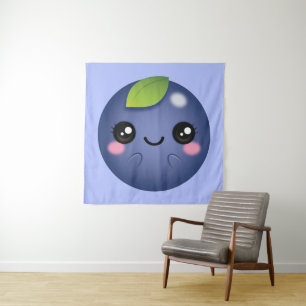 Kawaii Blueberry Tapestry