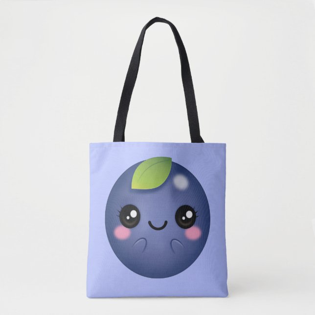 Kawaii Blueberry Tote Bag (Front)