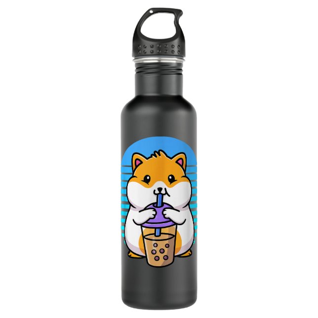 Kawaii Boba Hamster Taro Bubble Pearl Milk Tea 710 Ml Water Bottle (Front)