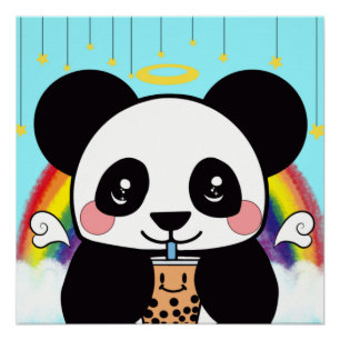 Kawaii Boba Panda Bear  Poster