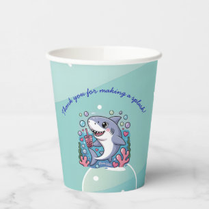 Kawaii Boba Shark Under The Sea Baby Shower Paper Cups