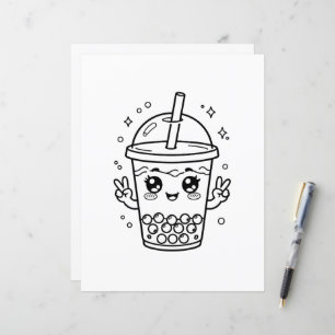 Kawaii boba tea colouring
