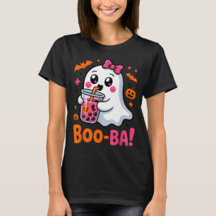 Kawaii boba tea cute boo ghost halloween spooky T-Shirt