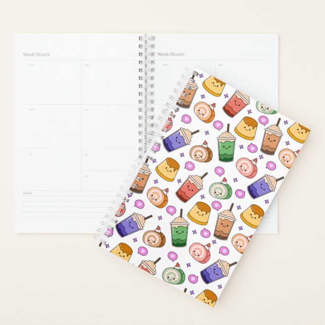 Kawaii Boba Tea Pattern Planner (Display)