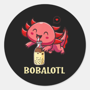 Kawaii Bobalotl Axolotl Boba Tea Bubble Milk Anime Classic Round Sticker