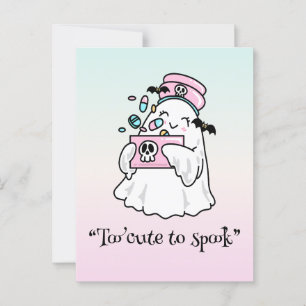 Kawaii boo, cute spooky halloween postcard