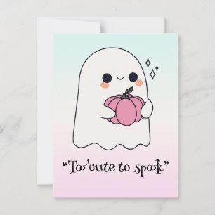 Kawaii boo, cute spooky halloween postcard