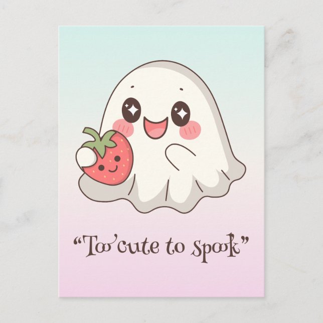 Kawaii boo, cute spooky halloween postcard (Front)