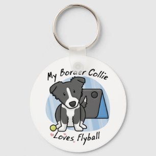 Kawaii Border Collie Flyball Keychain