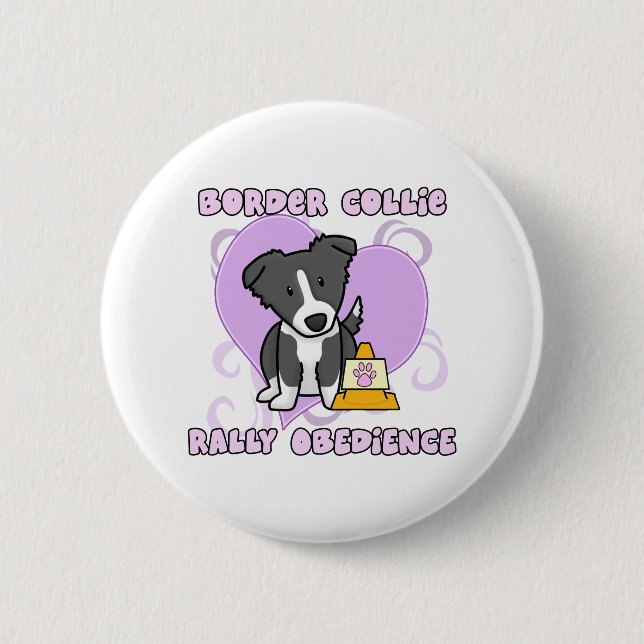 Kawaii Border Collie Rally Obedience 2 Inch Round Button (Front)