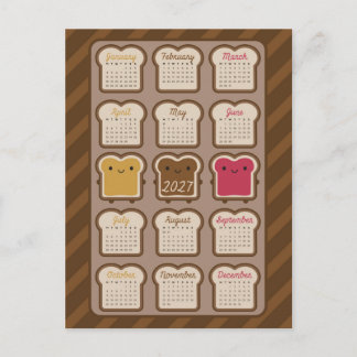 Kawaii Bread 2027 Calendar Postcard