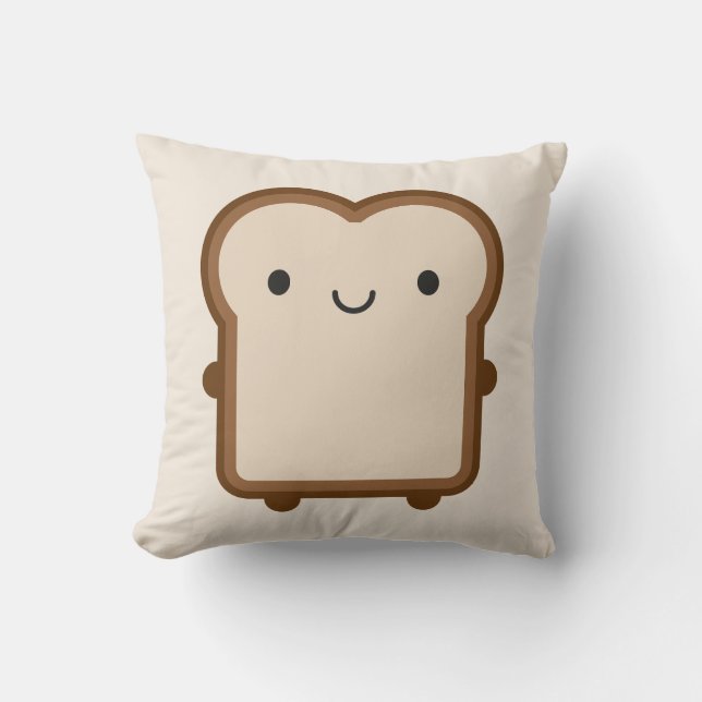 Kawaii Bread / Toast Reversible Throw Pillow (Front)