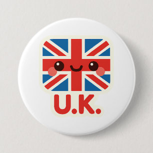 Kawaii British Flag – Cute UK Design 3 Inch Round Button