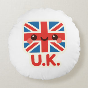 Kawaii British Flag – Cute UK Design Round Pillow