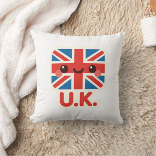 Kawaii British Flag – Cute UK Design Throw Pillow